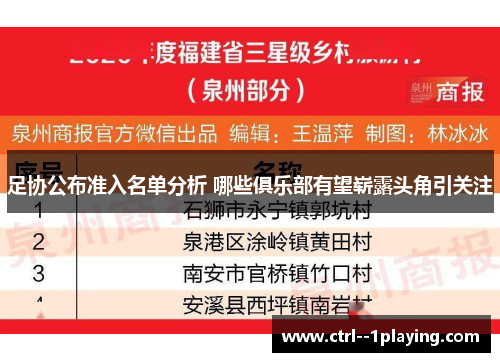 足协公布准入名单分析 哪些俱乐部有望崭露头角引关注 足协公布准入名单分析 哪些俱乐部有望崭露头角引关注